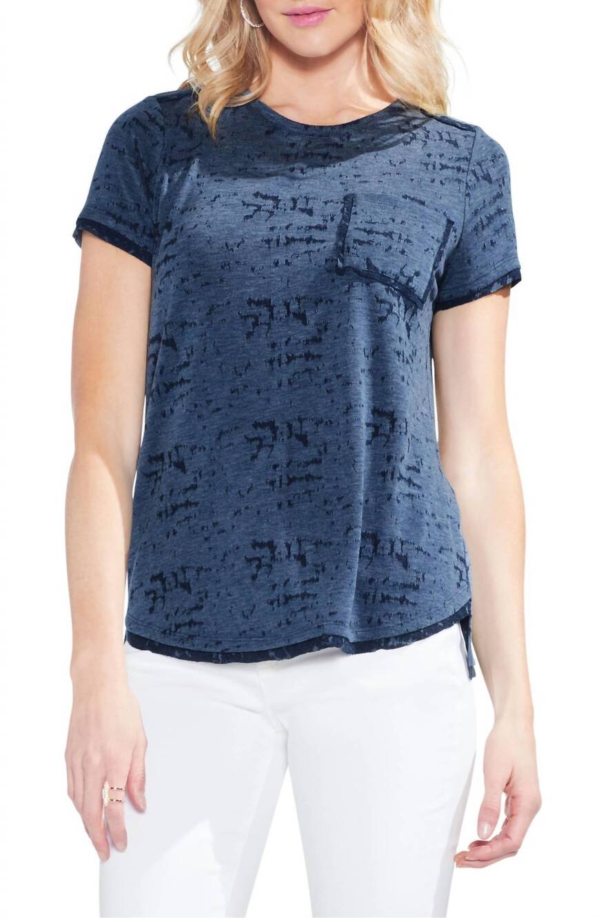 NEW VINCE CAMUTO melange jersey pocket tee in indigo night heather